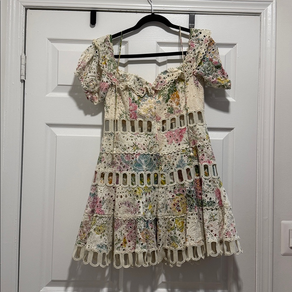 Zimmermann Heathers Off Shoulder Dress in Garden Floral - Picture 6 of 9